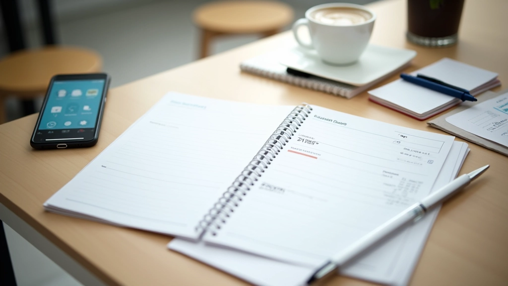 Desktop con due monitor che mostrano un planner digitale e un'app di tracciamento degli obiettivi