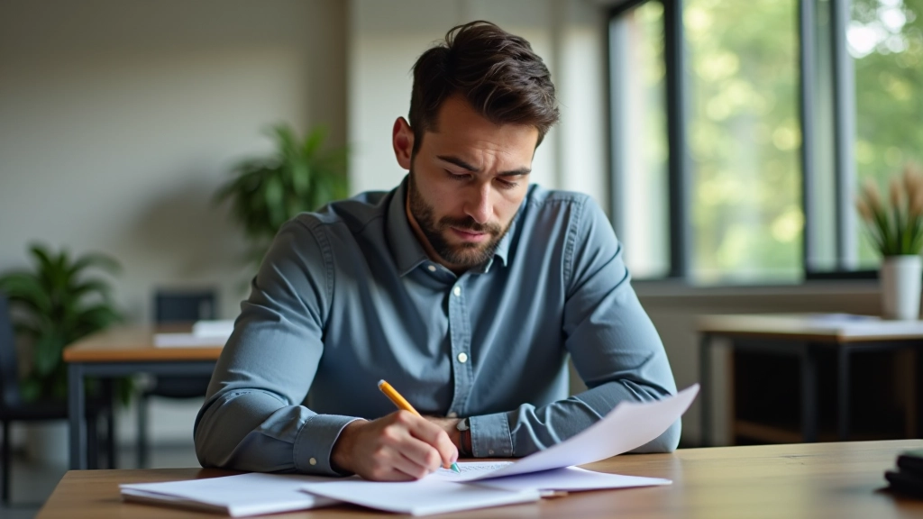 Persona che guarda appunti con obiettivi scritti su foglio bianco con sottolineature colorate e frecce annotative