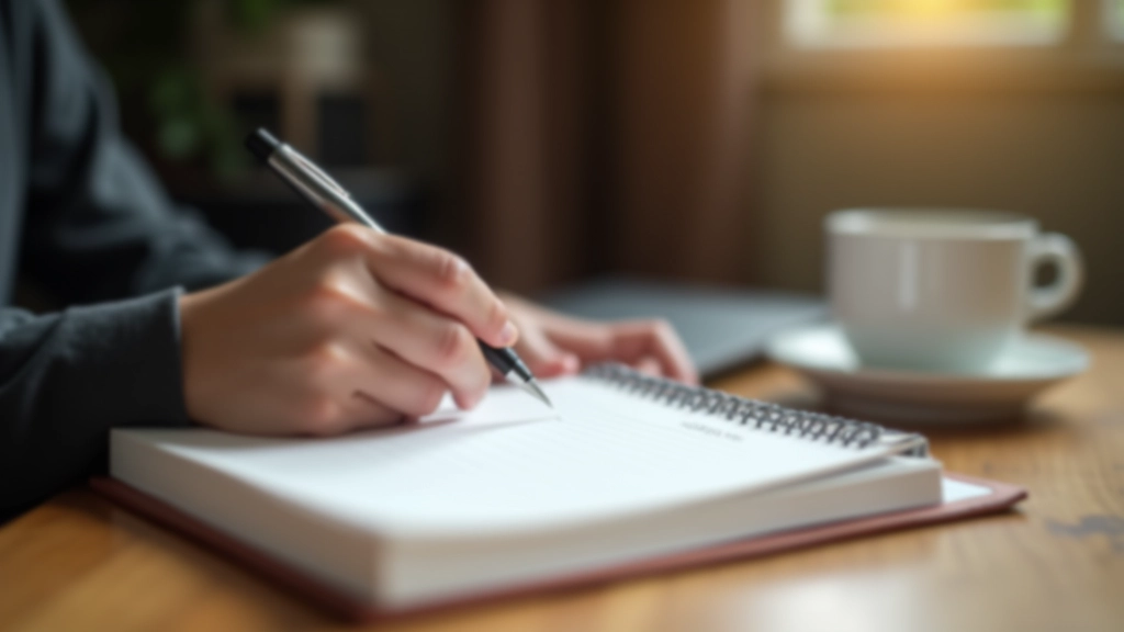 Persona che scrive obiettivi su un quaderno con penna stilografica nera